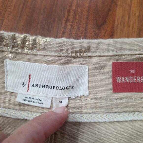 Anthropologie Wanderer Utility Pants Metallic Shimmer Button Fly Size 30 - Picture 11 of 14